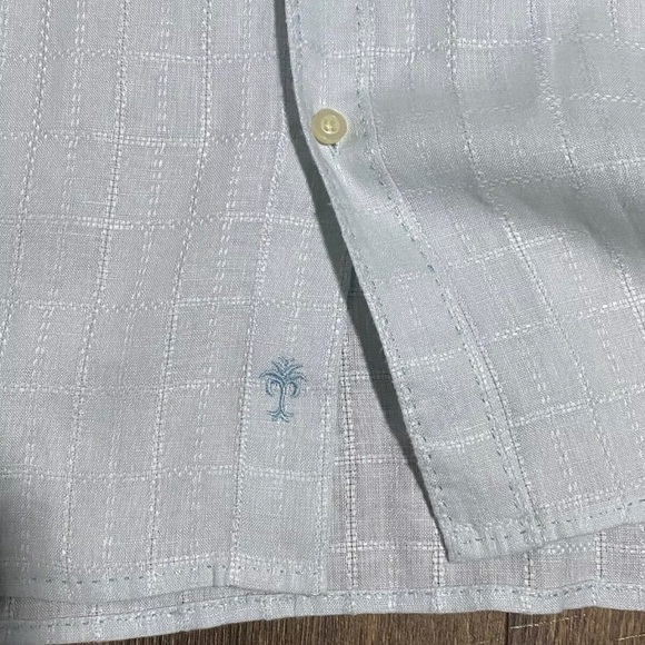 Tommy Bahama Size L 100% LINEN Light Green Hawaiian Beach Long Sleeve Shirt - Picture 4 of 5